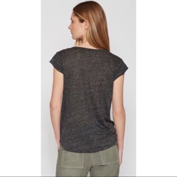 💕JOIE💕 Neyo Scoop Neck Cap Sleeve T-shirt 100% Linen ~ Dark Heather Grey Large - Picture 3 of 10